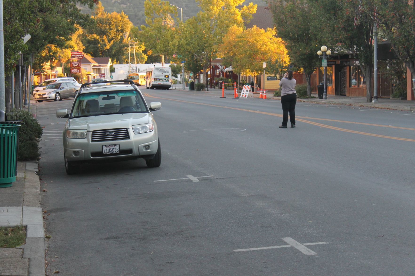 Photographer in downtown Calistoga